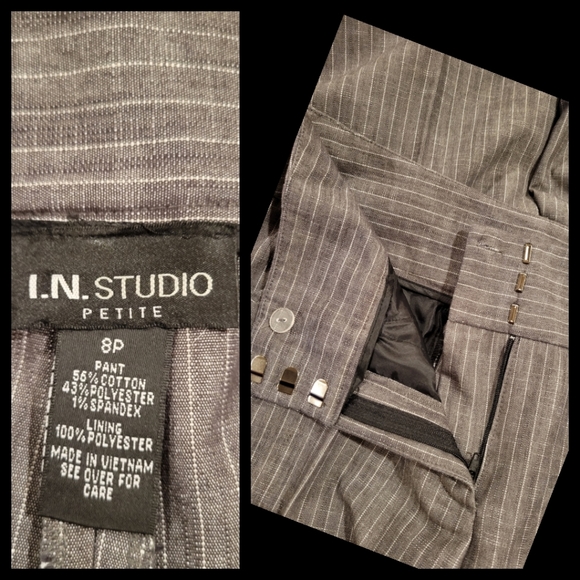 I.N. Studio Gray&White Pin-Stripe Career Pants 8P - Picture 5 of 8